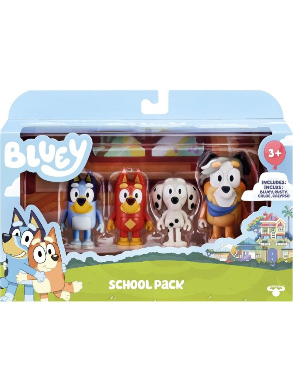 Articulated Bluey Figurine Set of 4 - Chloe, Rusty, Calypso Action Figures for